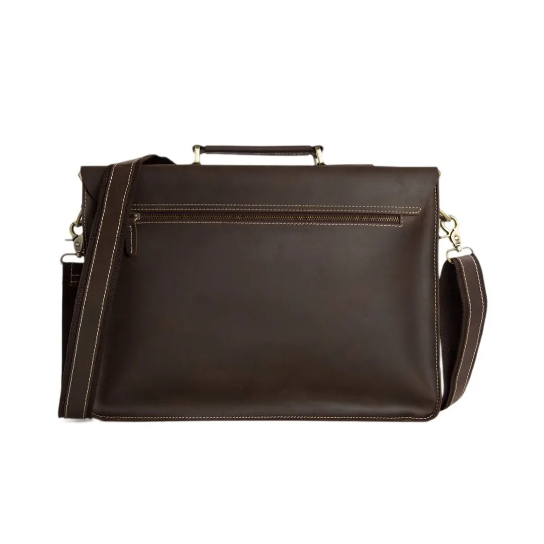 Handmade vintage full grain leather briefcase/messenger bag