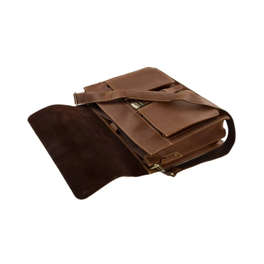 Handmade Vintage Full Grain Leather Cross Body Satchel