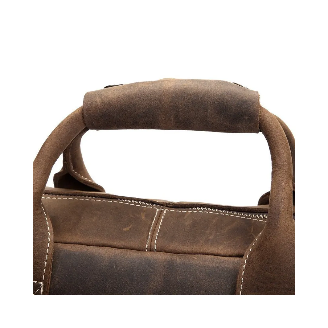 Handmade Vintage Leather Satchel Laptop Bag - Dark Brown