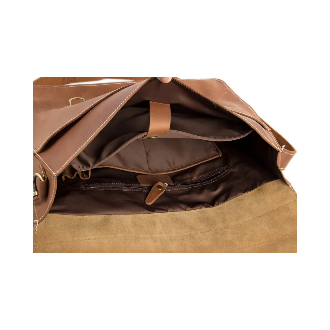 Handmade Vintage Leather Satchel Messenger Bag - Vintage Brown