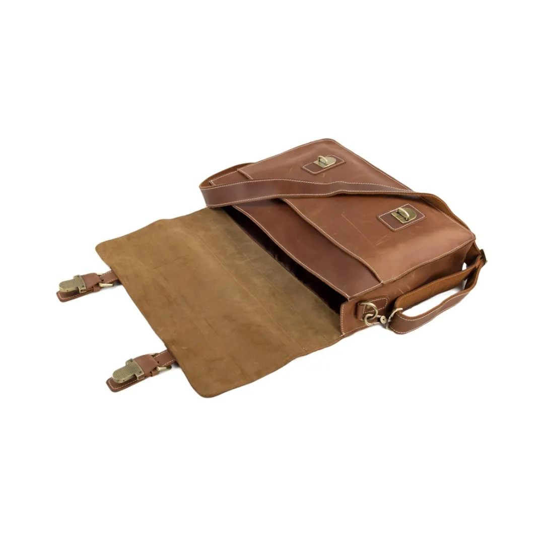 Handmade Vintage Leather Satchel Messenger Bag - Vintage Brown