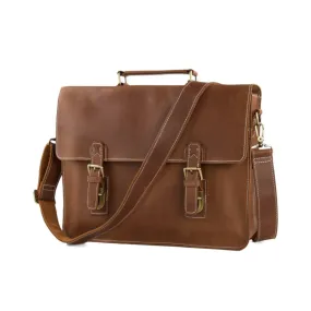 Handmade Vintage Leather Satchel Messenger Bag - Vintage Brown