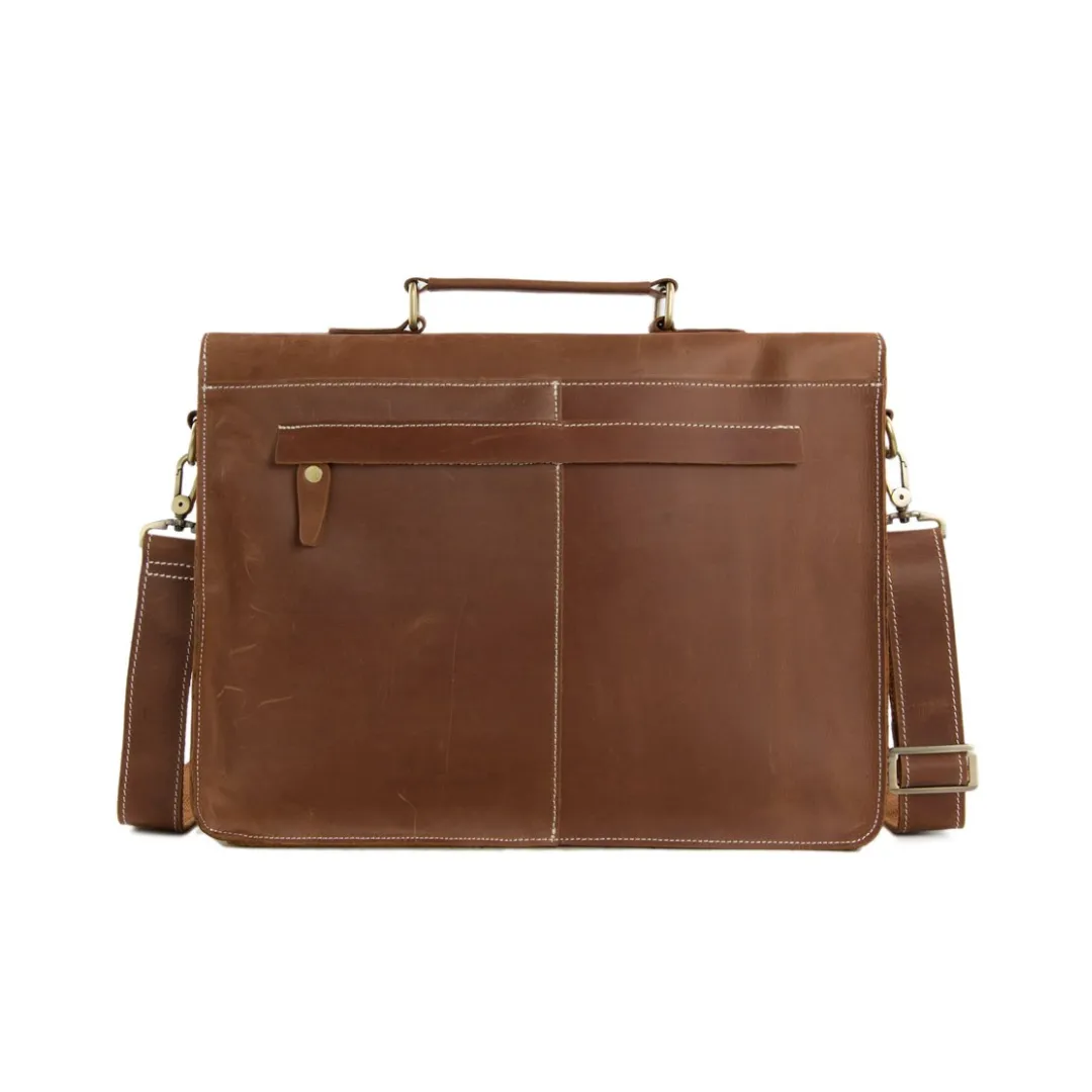 Handmade Vintage Leather Satchel Messenger Bag - Vintage Brown