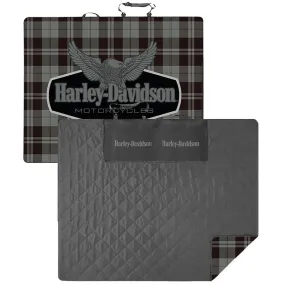 Harley-Davidson Soft Folding Blanket w/ Carry Bag 67 x 55 Inches, Black/Gray HDX-99269