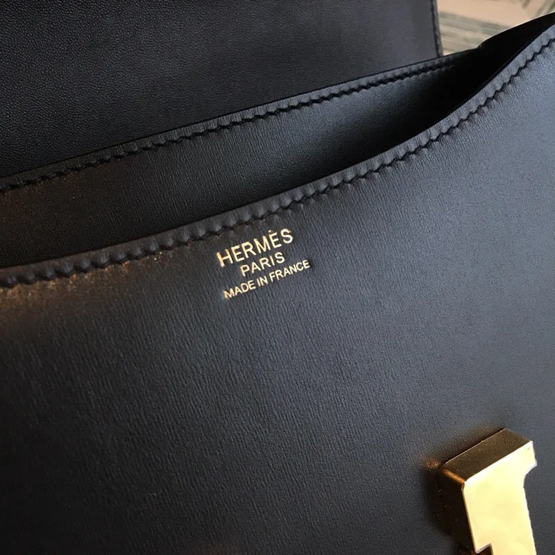 HM Constance 24 Swift Black For Women Gold Toned Hardware, Handbags, Shoulder Bags 9.5in/24cm