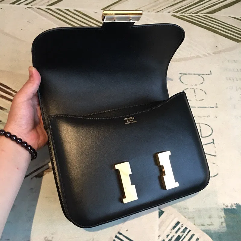 HM Constance 24 Swift Black For Women Gold Toned Hardware, Handbags, Shoulder Bags 9.5in/24cm