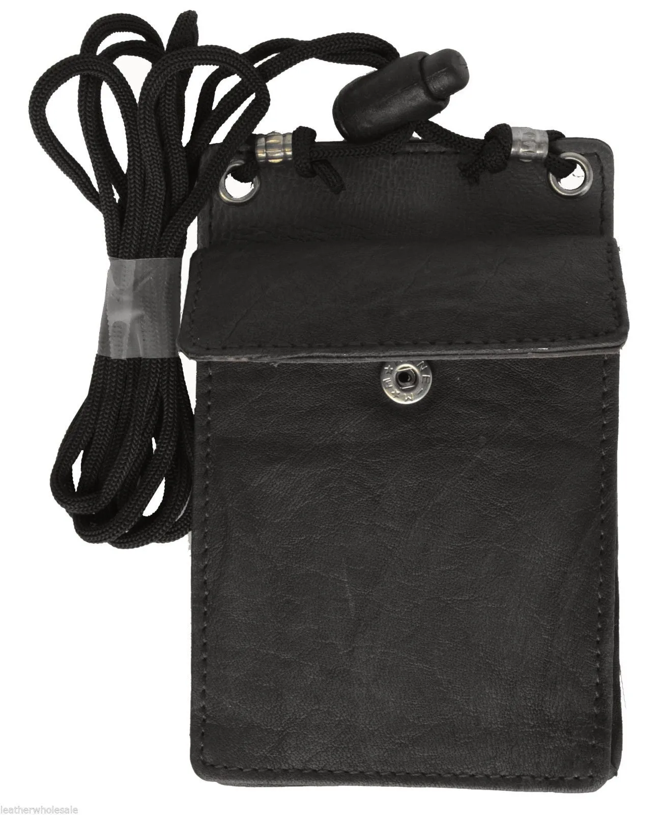 ID Badge Card Holder Leather Vertical Clip Neck Strap Lanyard Necklace Case