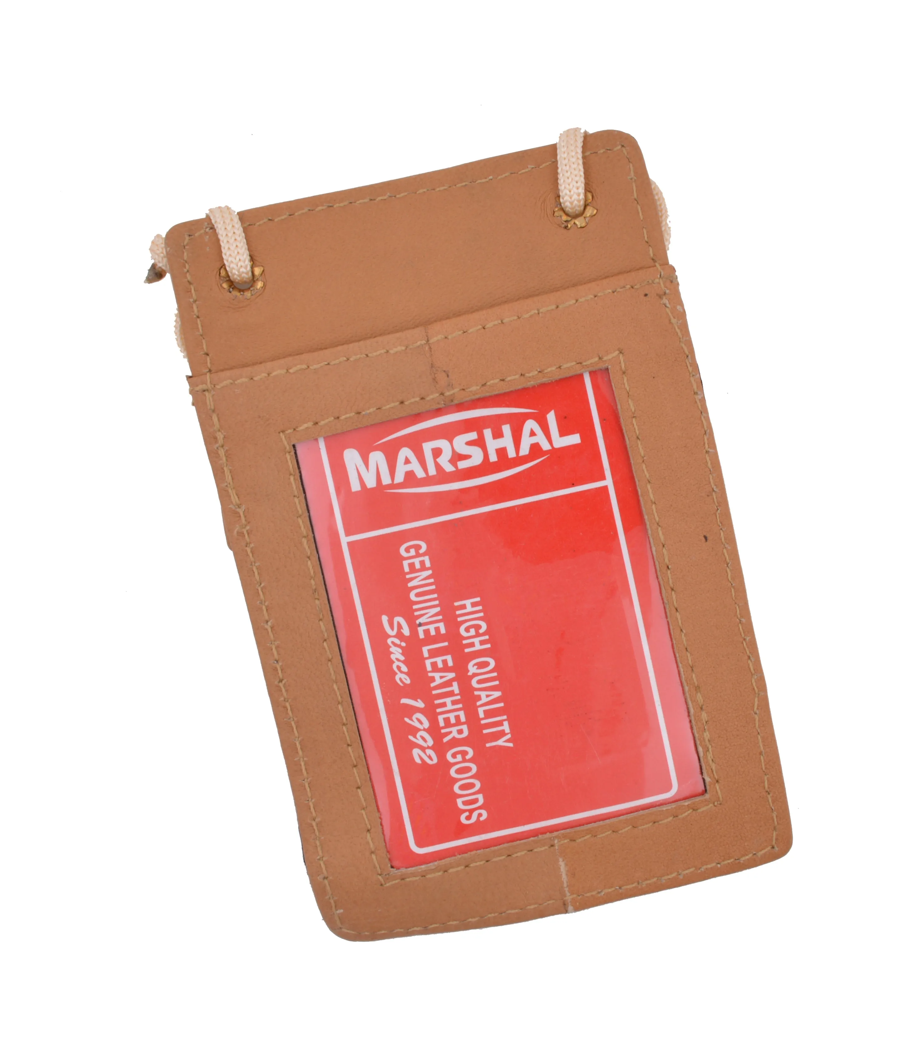 ID Badge Card Holder Leather Vertical Clip Neck Strap Lanyard Necklace Case