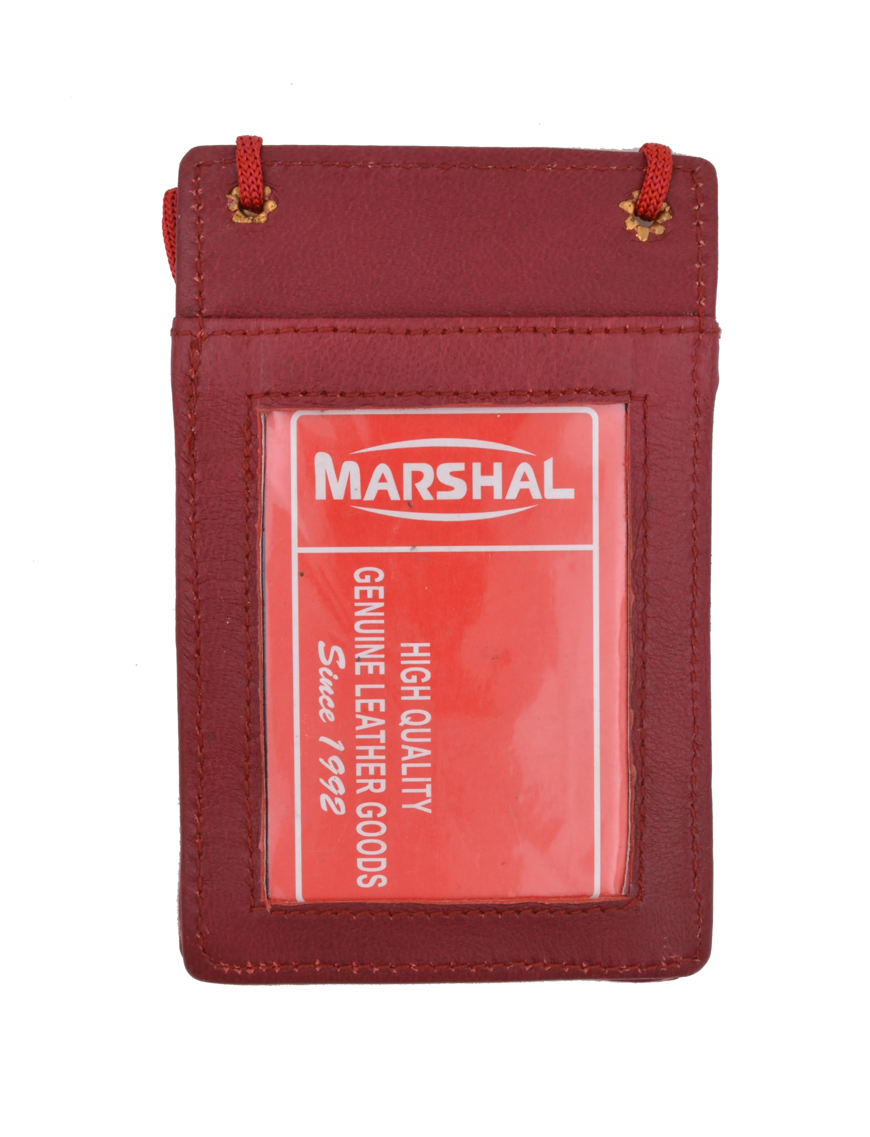 ID Badge Card Holder Leather Vertical Clip Neck Strap Lanyard Necklace Case