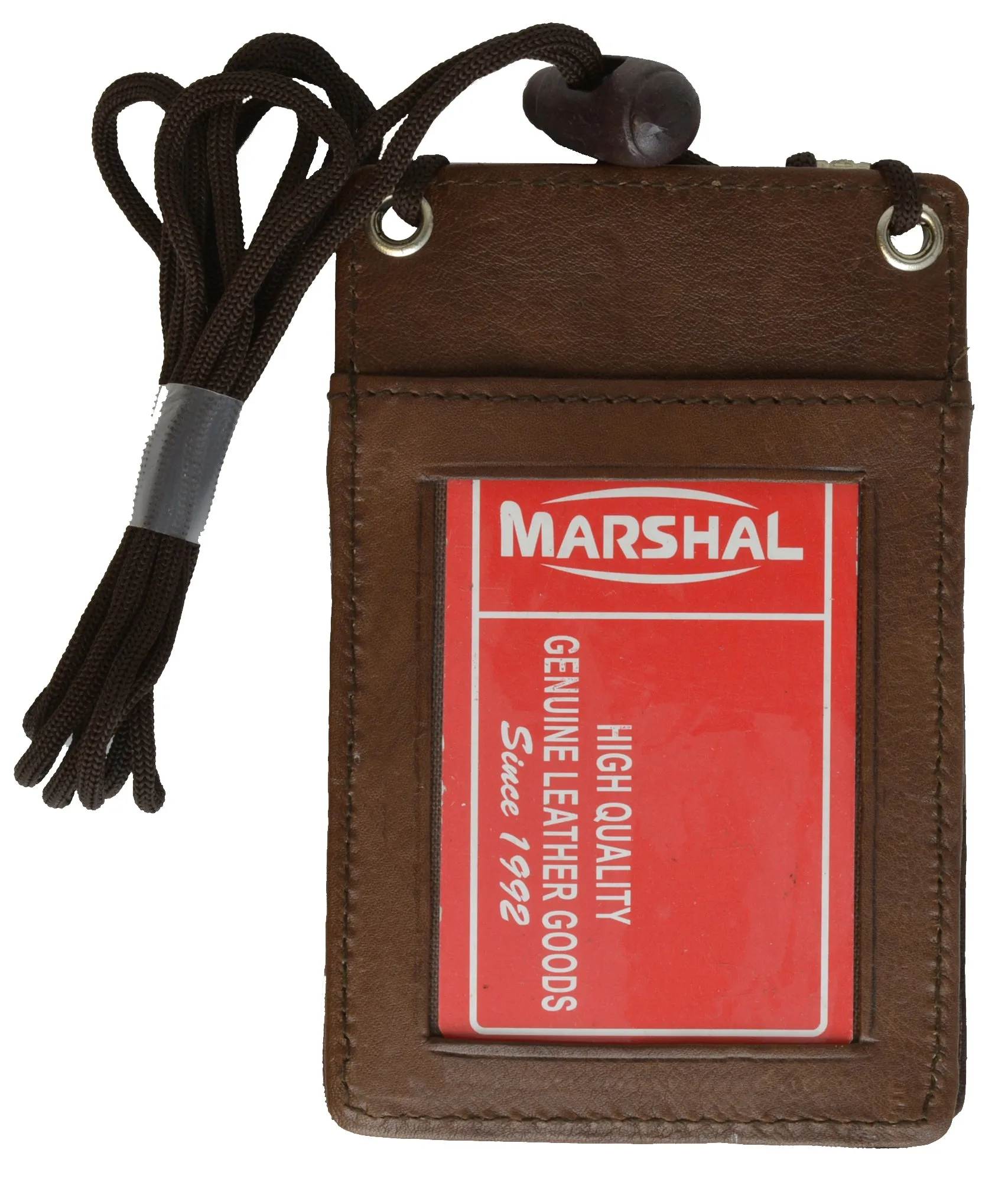 ID Badge Card Holder Leather Vertical Clip Neck Strap Lanyard Necklace Case