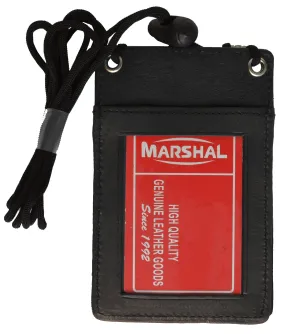 ID Badge Card Holder Leather Vertical Clip Neck Strap Lanyard Necklace Case
