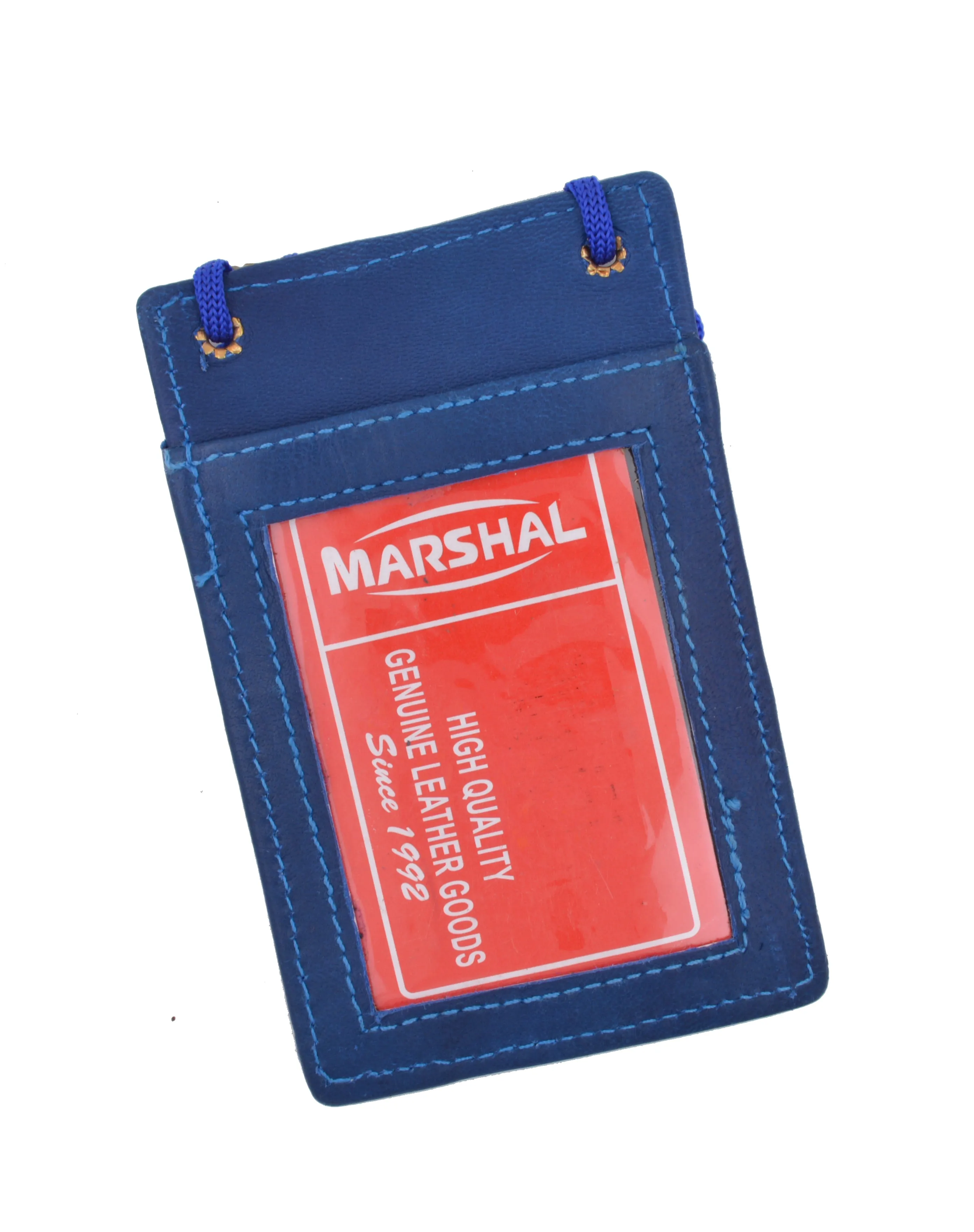 ID Badge Card Holder Leather Vertical Clip Neck Strap Lanyard Necklace Case