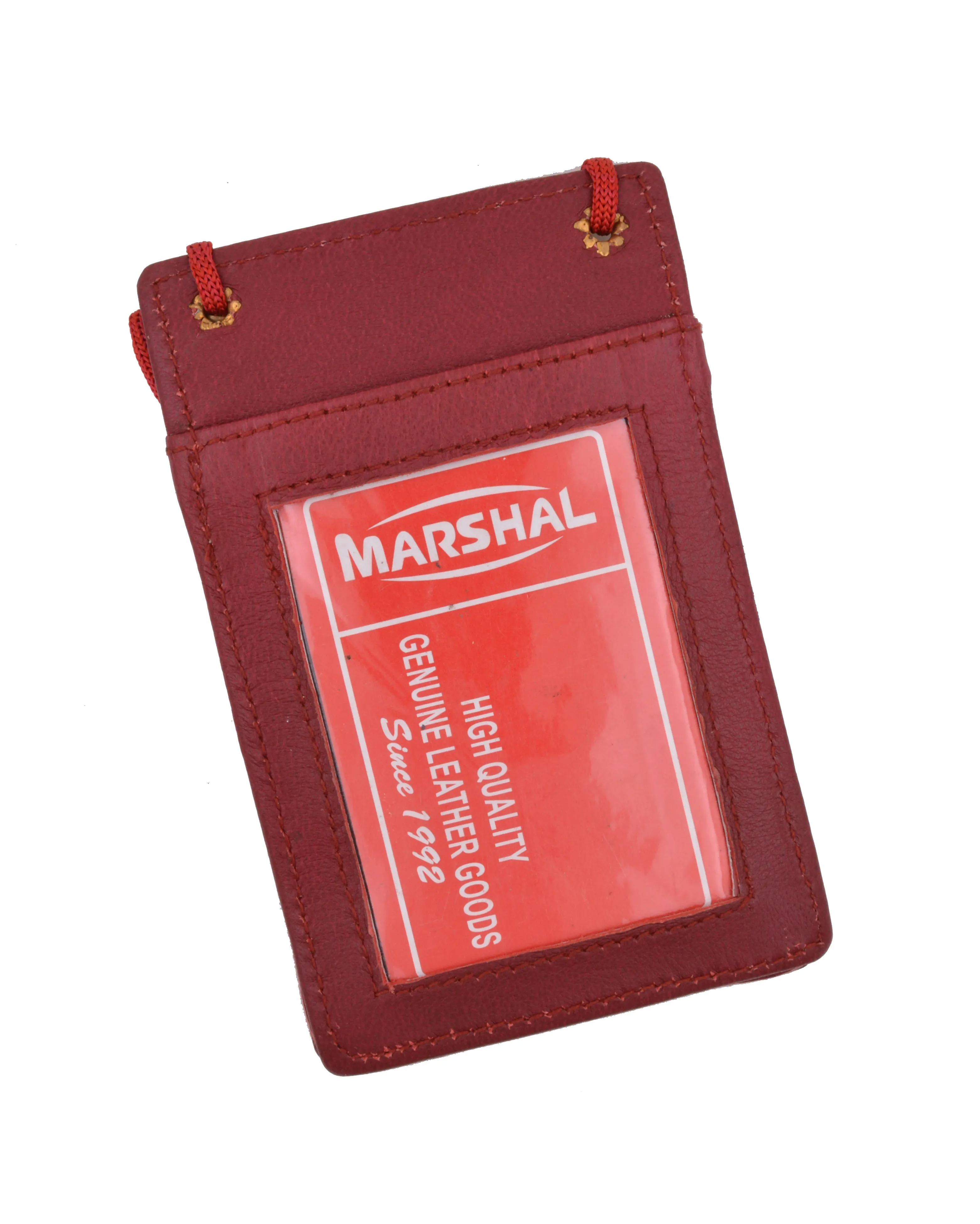ID Badge Card Holder Leather Vertical Clip Neck Strap Lanyard Necklace Case
