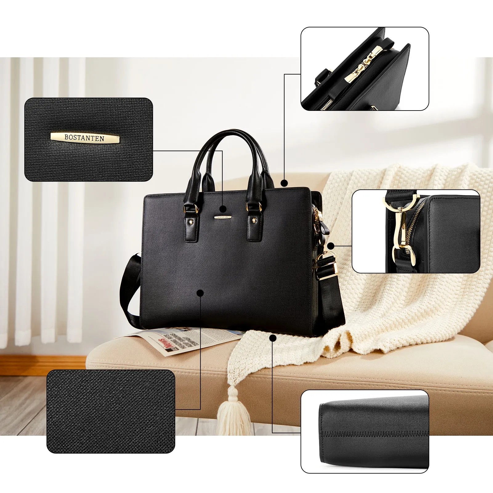 Johan Leather Lawyers Briefcase - Premium Laptop Bag