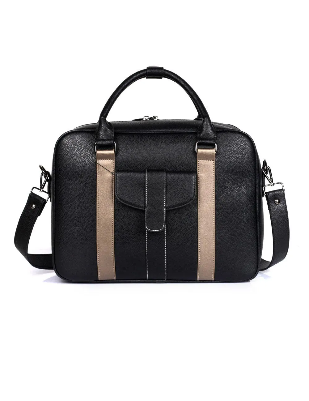 Karla Hanson Men's Professional & Travel Briefcase Black Bronze Stripe