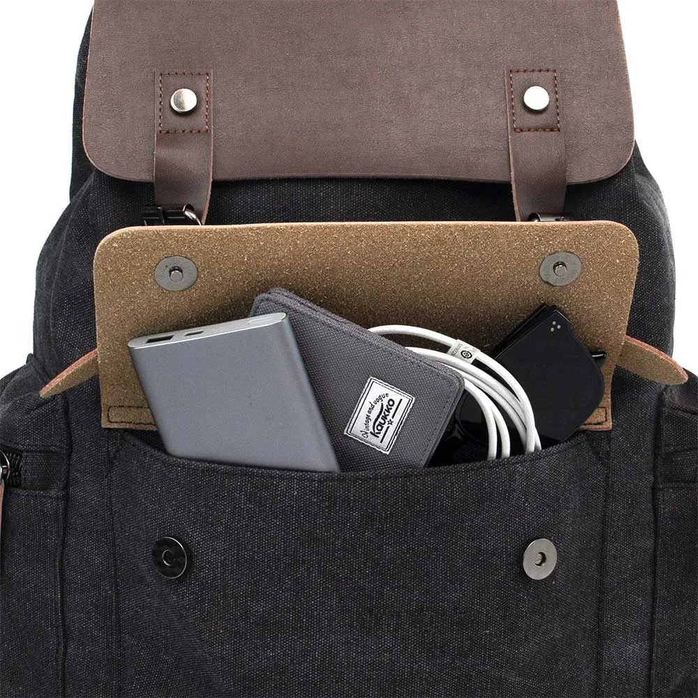 KAUKKO Vintage Canvas Backpack-Large Capacity, Multi-Functional Durable Outdoor Rucksack, 20L