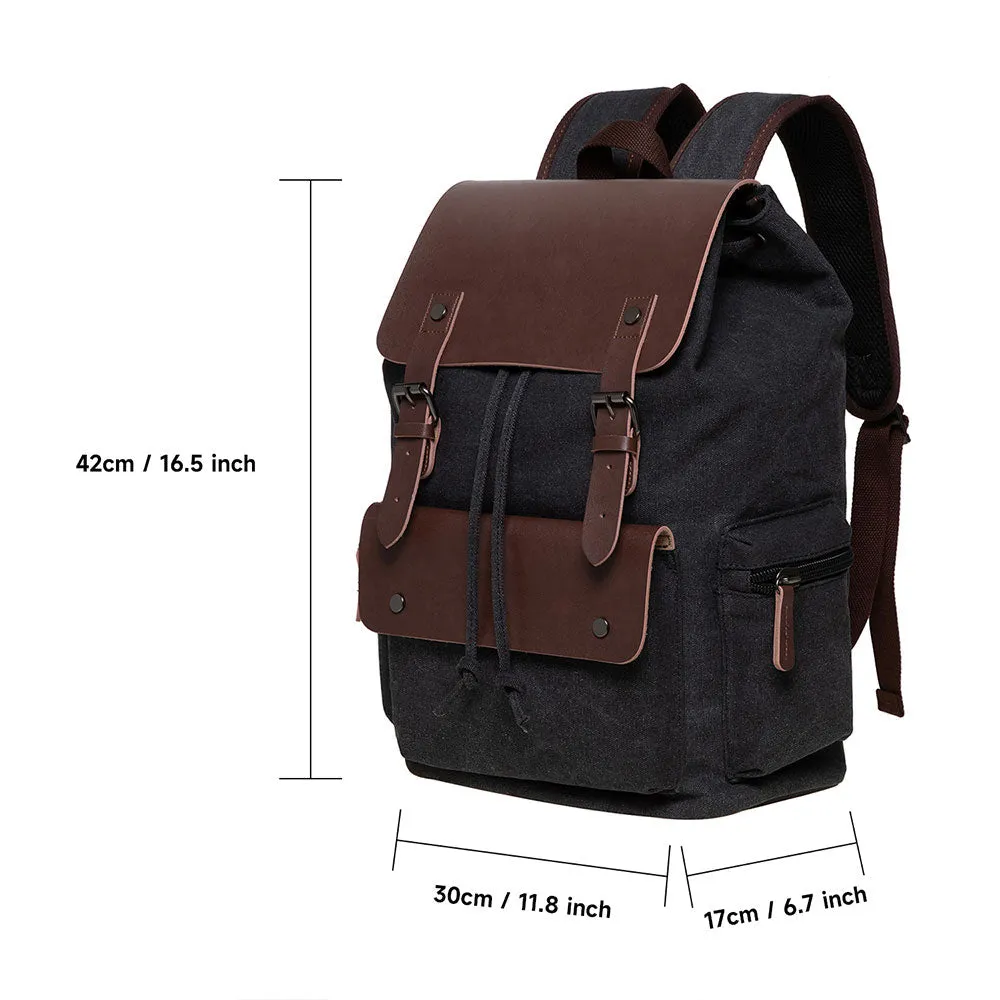 KAUKKO Vintage Canvas Backpack-Large Capacity, Multi-Functional Durable Outdoor Rucksack, 20L