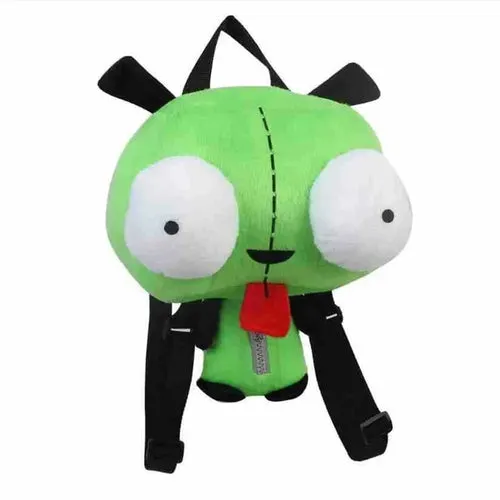 Kawaii Alien Invader ZIM Gir Plush Backpack with 3D Eyes – 35cm Cute Bag