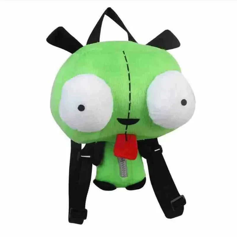 Kawaii Alien Invader ZIM Gir Plush Backpack with 3D Eyes – 35cm Cute Bag