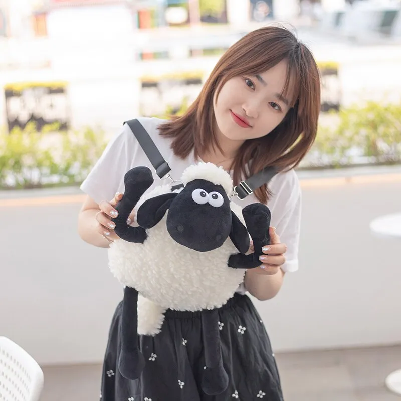 Kawaii Black Lamb Plush Backpack - Cute, Spacious & Perfect for Everyone