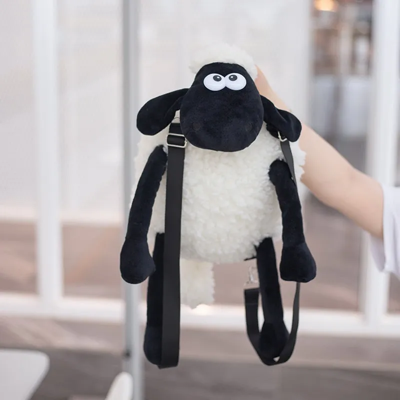 Kawaii Black Lamb Plush Backpack - Cute, Spacious & Perfect for Everyone