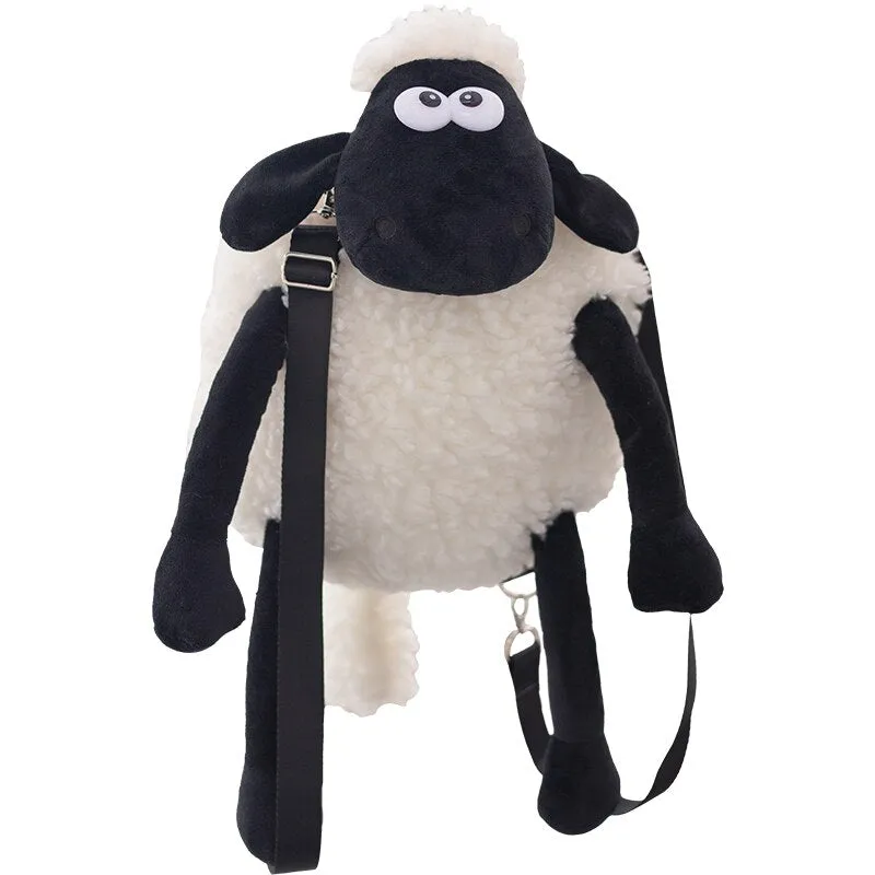 Kawaii Black Lamb Plush Backpack - Cute, Spacious & Perfect for Everyone