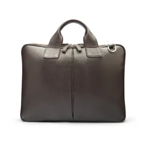 Kingston Leather 13” Laptop Briefcase - Brown With Silver