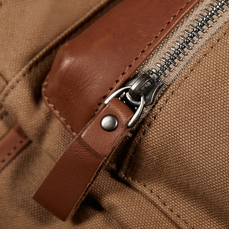 Ladies Small Canvas Leather Hiking Backpack Purse With Pockets Small Rucksack Bags for Women