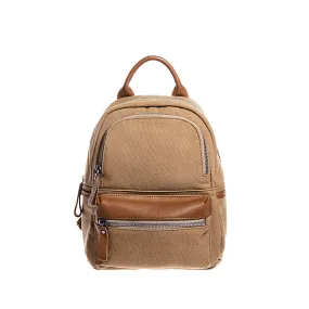 Ladies Small Canvas Leather Hiking Backpack Purse With Pockets Small Rucksack Bags for Women