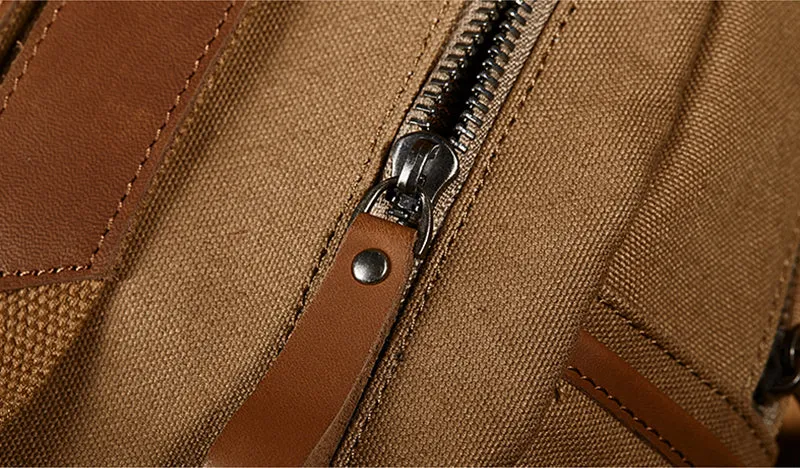 Ladies Small Canvas Leather Hiking Backpack Purse With Pockets Small Rucksack Bags for Women