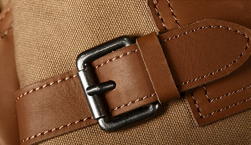 Ladies Small Vintage Canvas Leather Hiking Backpack Purse Canvas Rucksack Bag for Women