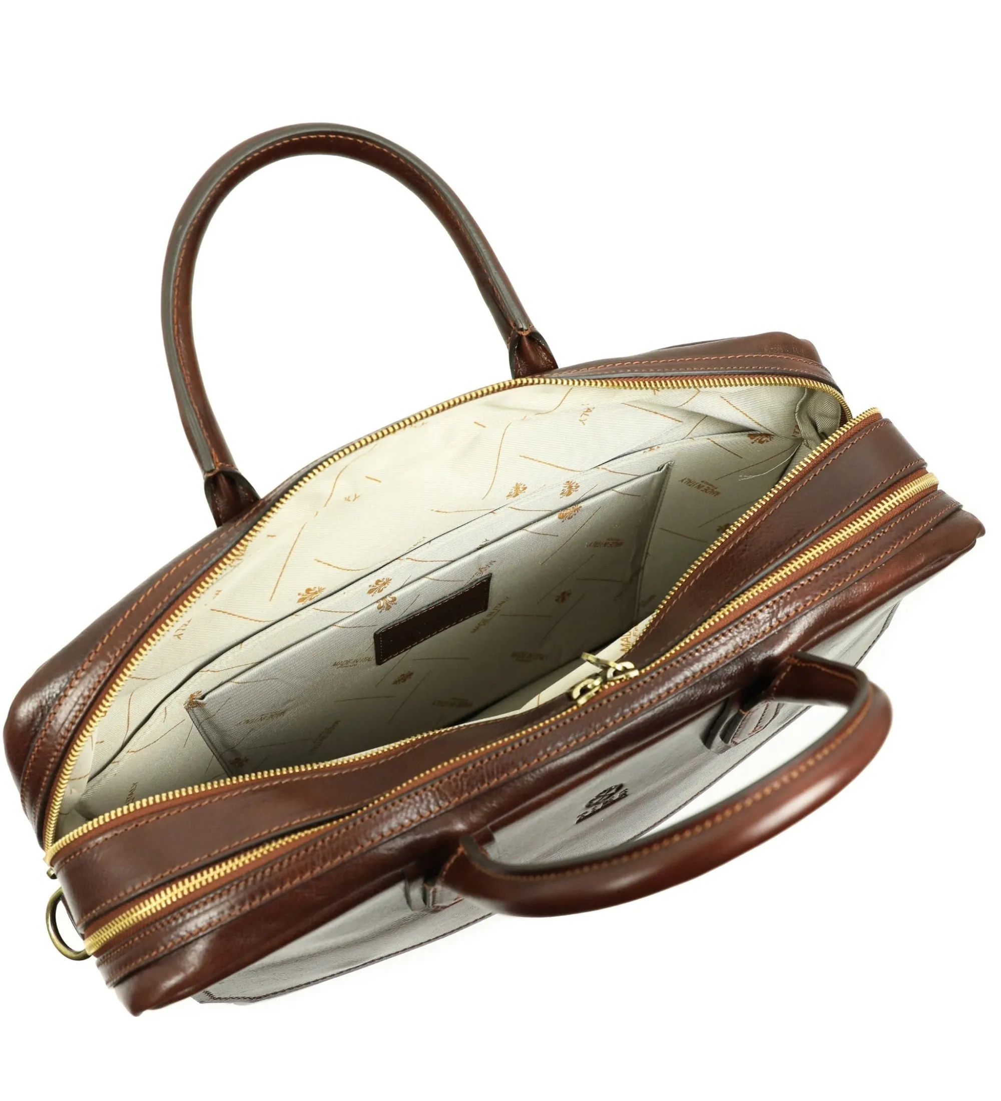 Large Full Grain Italian Leather Briefcase Laptop Bag - Nostromo