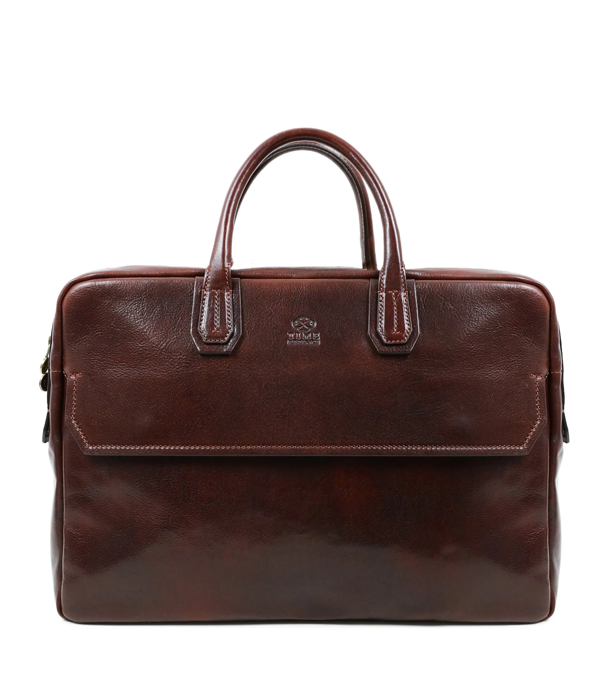 Large Full Grain Italian Leather Briefcase Laptop Bag - Nostromo