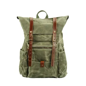 Large Waxed Canvas Rucksack Vintage Hiking Backpack