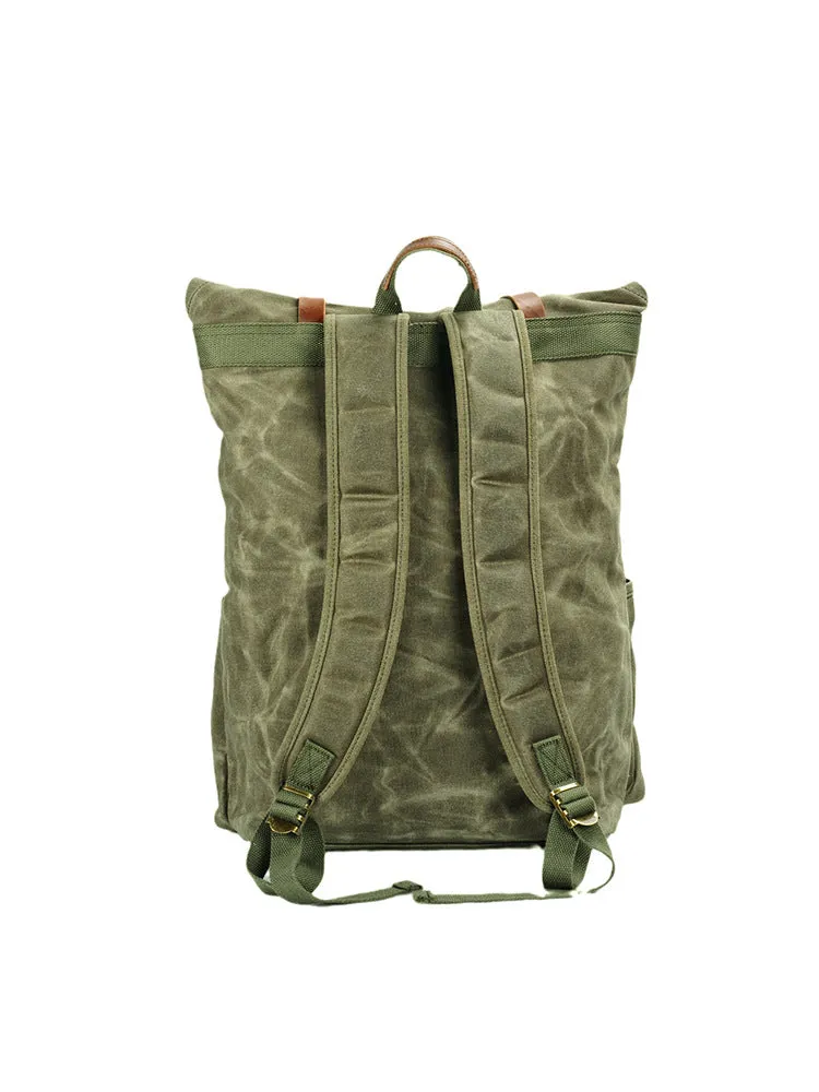 Large Waxed Canvas Rucksack Vintage Hiking Backpack