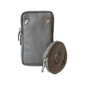 Leather Phone Bag in Grey