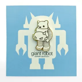 Luke Chueh x Giant Robot - Robot Bear Enamel Pin (White and Gold)