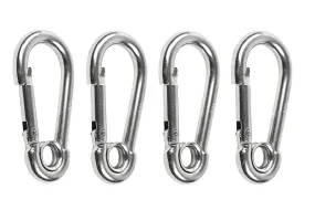Marine City 316 Stainless-Steel 3-1/8” Carabiners/Clip Snap Hook with Ring for Climbing, Fishing, Hiking … (4pcs)