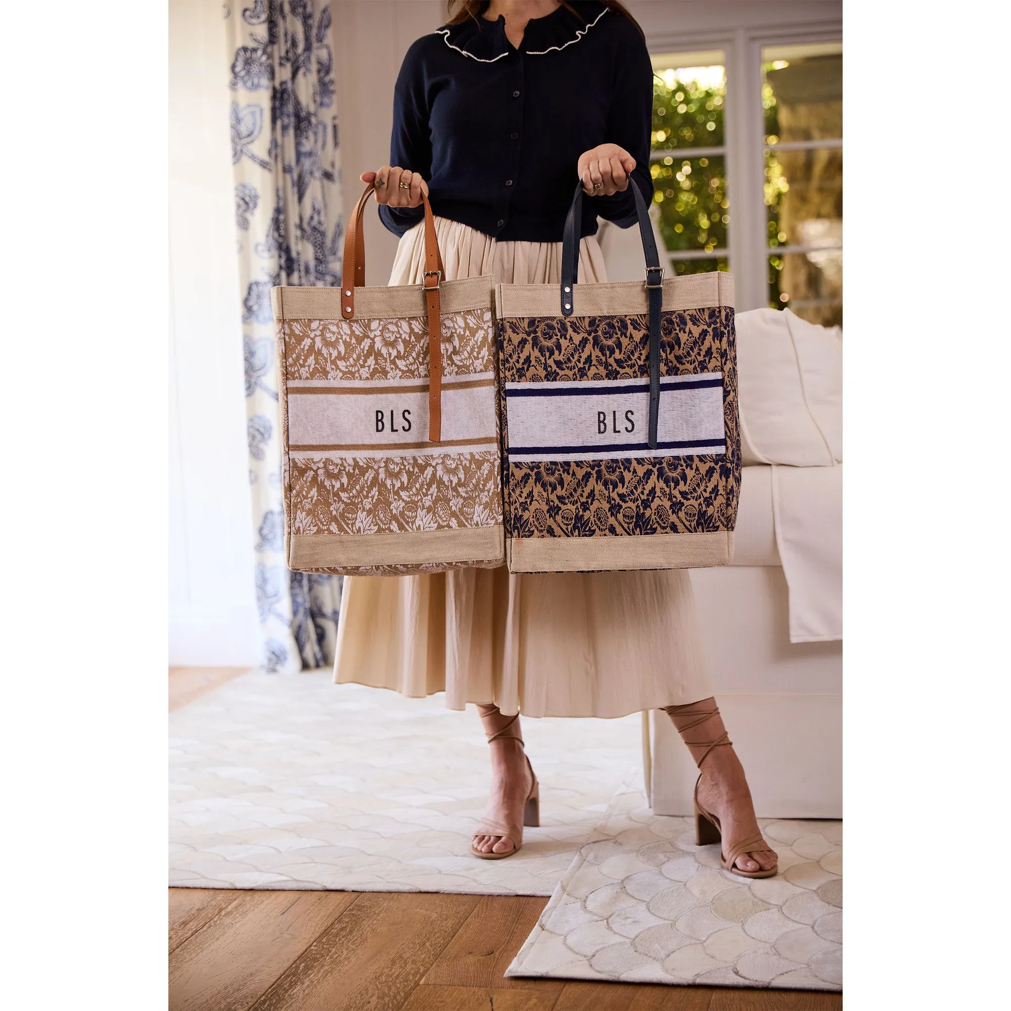 Market Bag in White Porcelain with Adjustable Handle