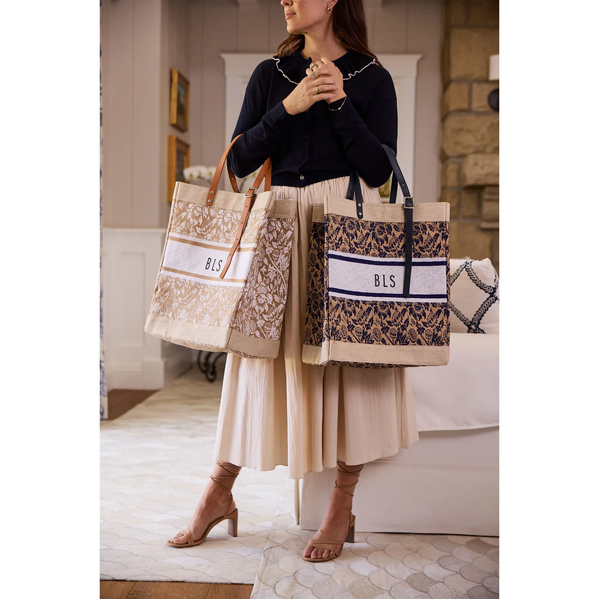 Market Bag in White Porcelain with Adjustable Handle