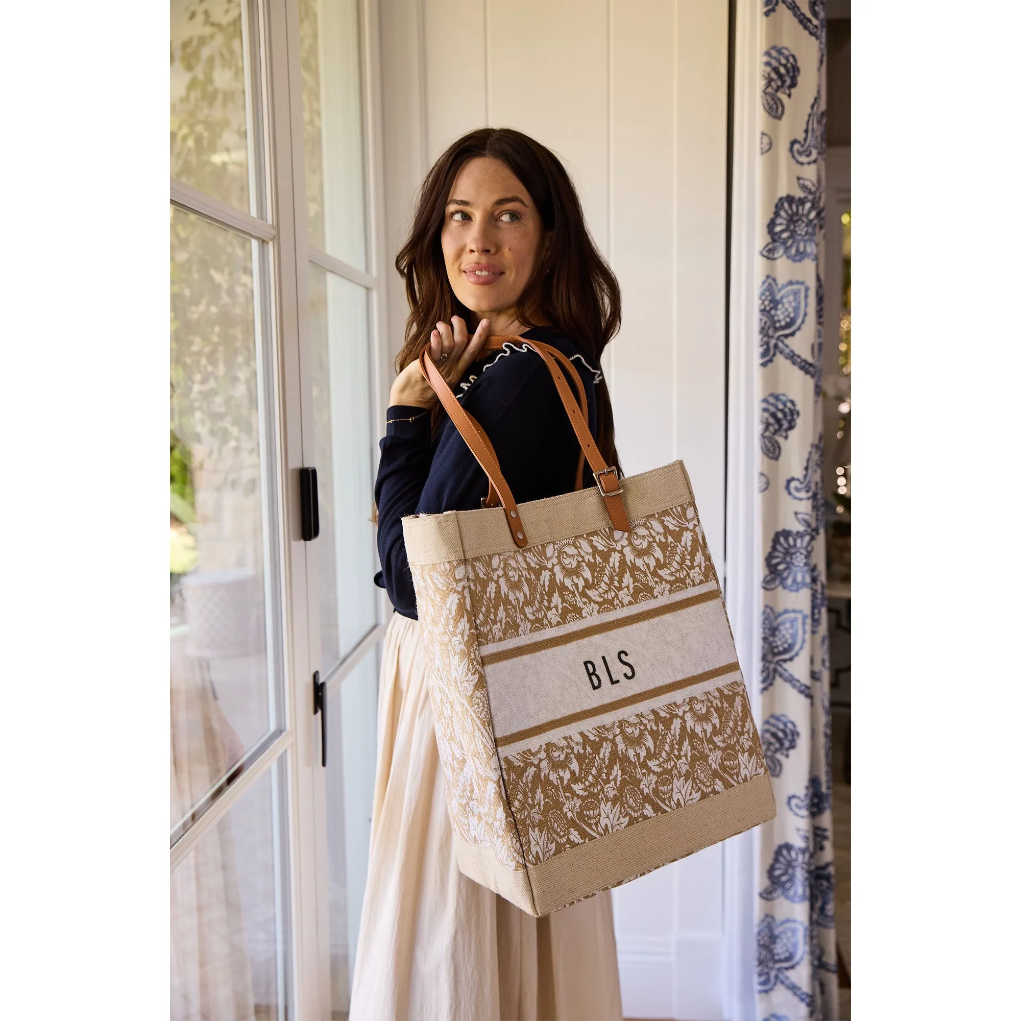 Market Bag in White Porcelain with Adjustable Handle