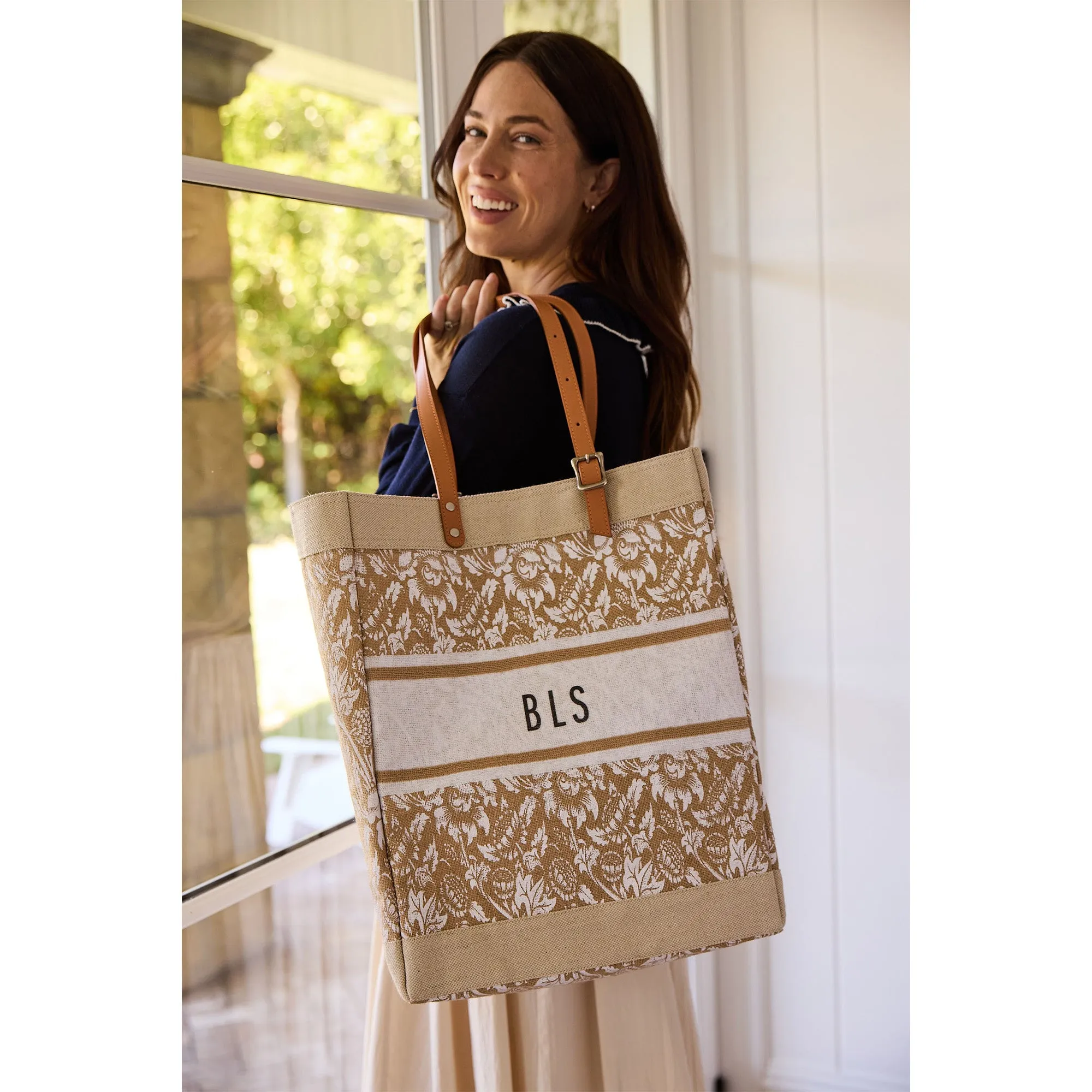 Market Bag in White Porcelain with Adjustable Handle