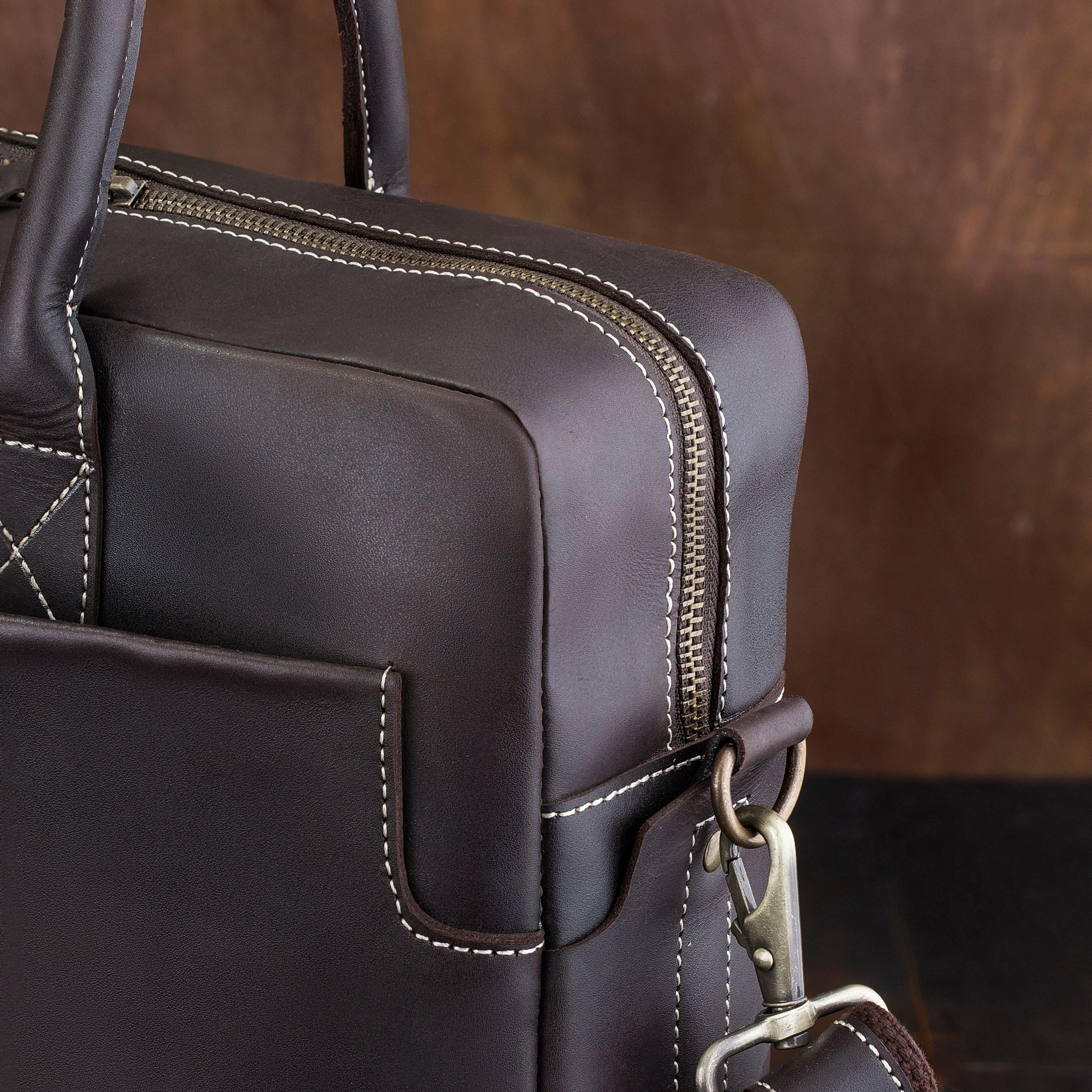 Master Mason Blue Lodge Briefcase - Matte Brown Leather