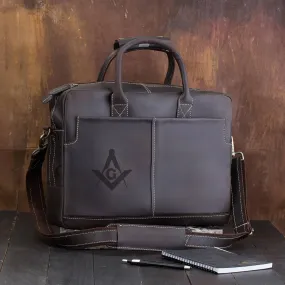 Master Mason Blue Lodge Briefcase - Matte Brown Leather