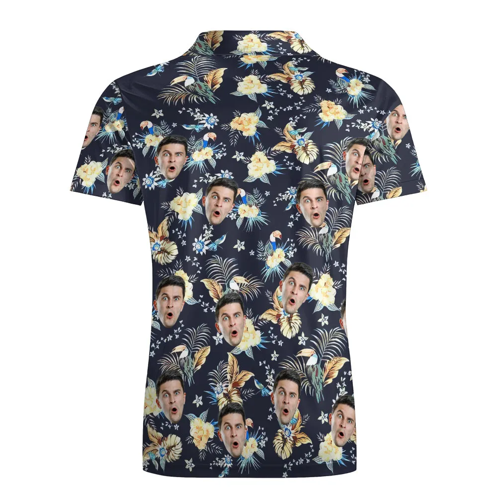 Men's Custom Face Shirt Personalised Golf Shirts For Him Tropical Print