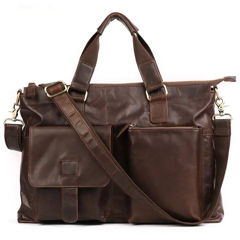 Men's Leather Business Briefcase for 17" Laptop