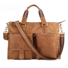 Men's Leather Business Briefcase for 17" Laptop