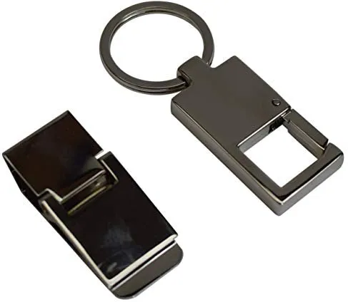 Men's Stainless Steel Slim Money Clip & Key Chain Combo Wallet Credit Card Key Holder