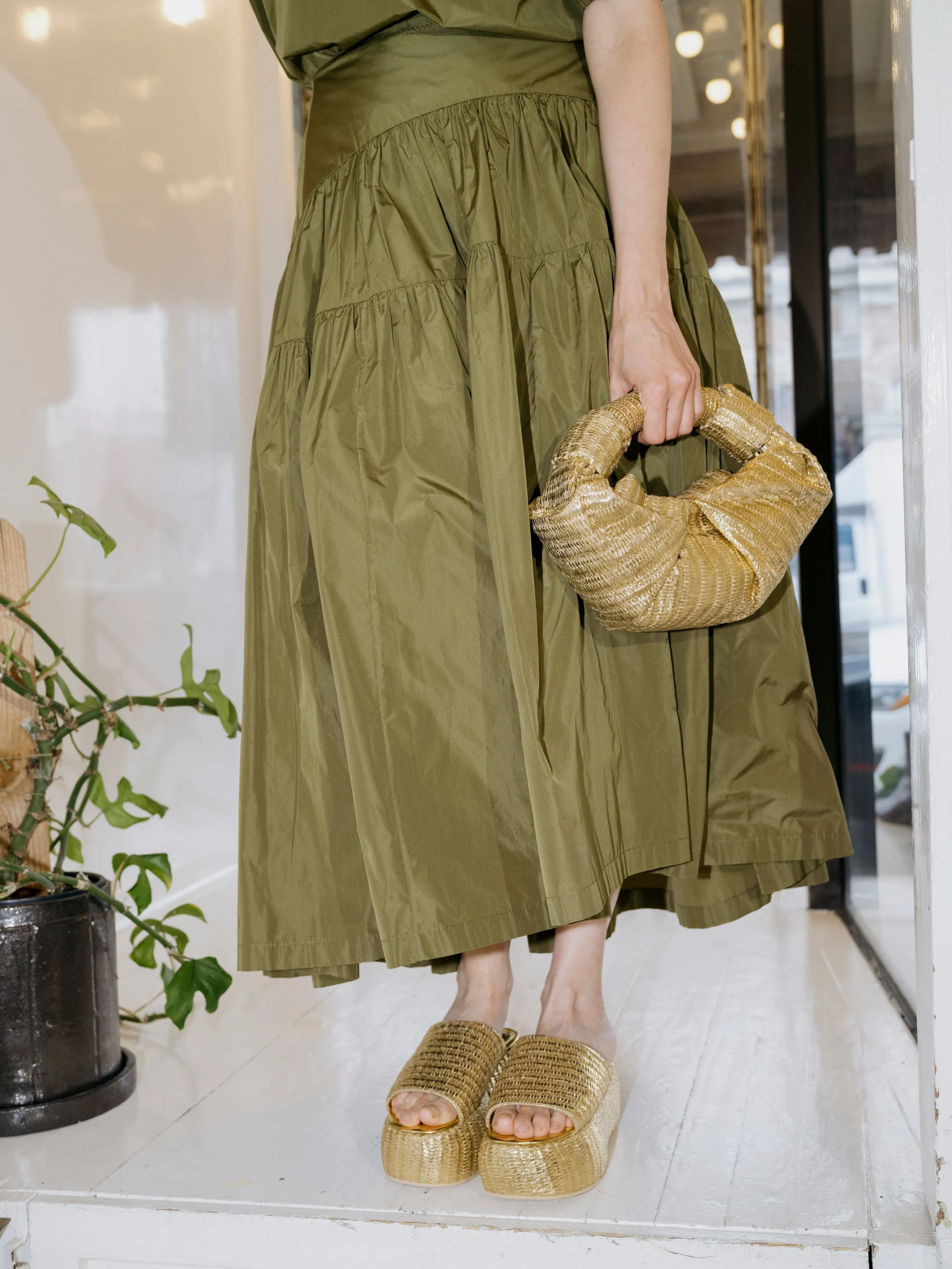 Metallic Raffia Lopsy Bag