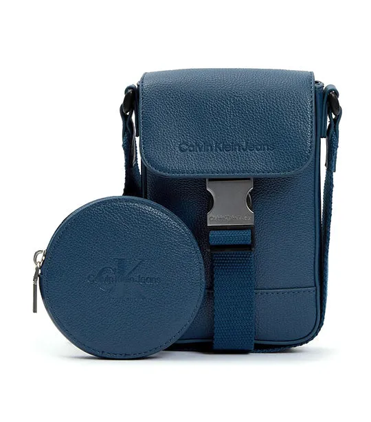 Micro Pebble Utility Phone Crossbody Onyx Blue